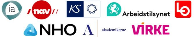 IA-samarbeid_Logocollage_Buskerud: Ia, NAV, KS, Arbeidstilsynet, LO, NHO, Akademikerne, Virke